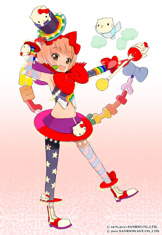 (Nekomura's promotional art featuring Hello Kitty gear)