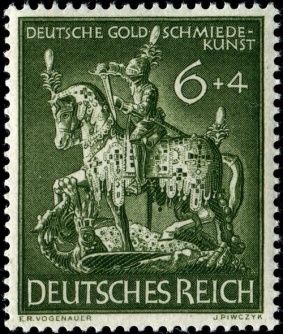 St. George and the Dragon depicted on a German Stamp
