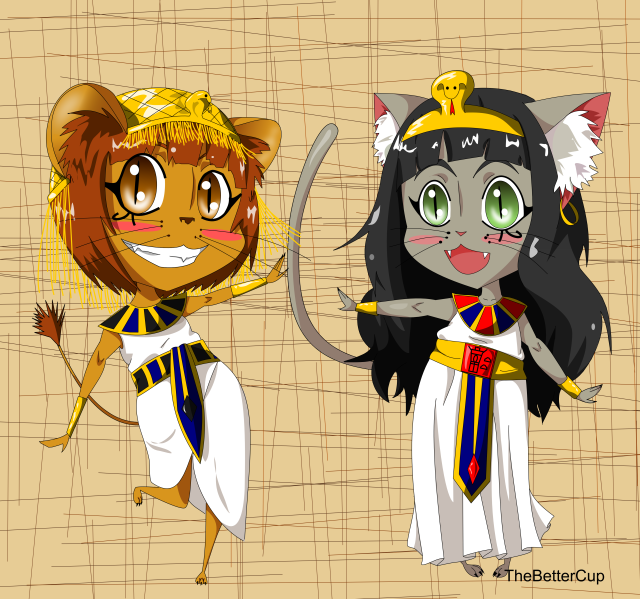 Sekhmet and Bastet by TheBetterCup